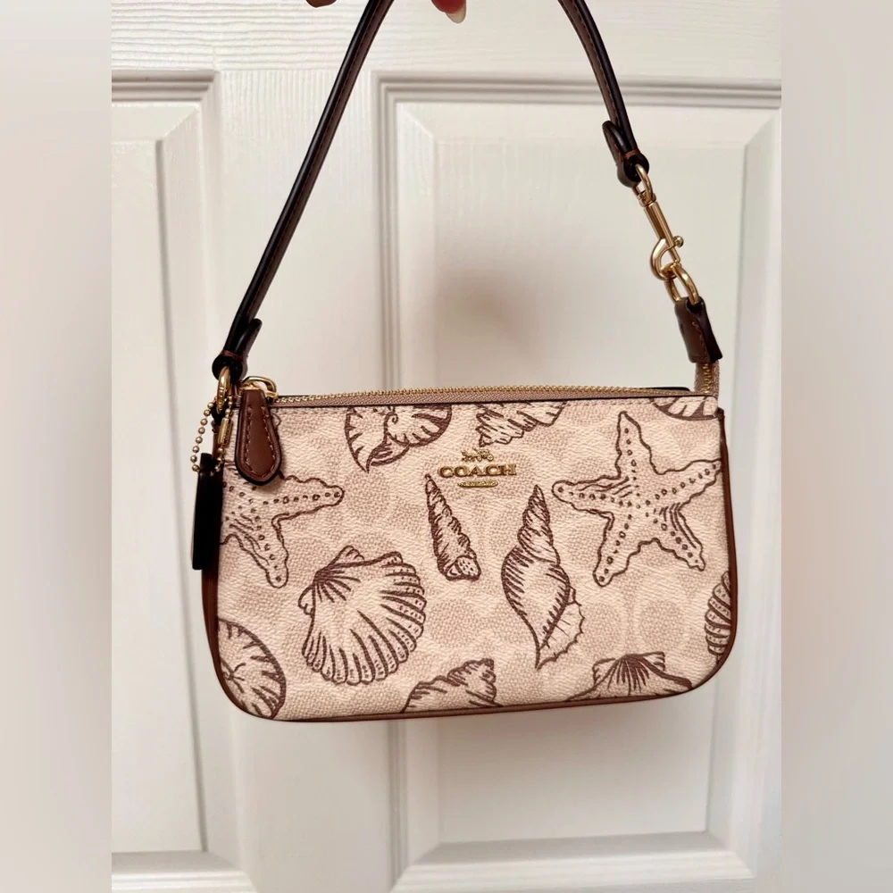 NWT Coach Nolita 19 With Shell Print Signature Canvas CBK79 Gold/Sand Multi